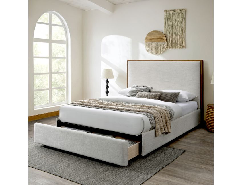 Andover 60" Queen Platform Bed with Drawer in Oat