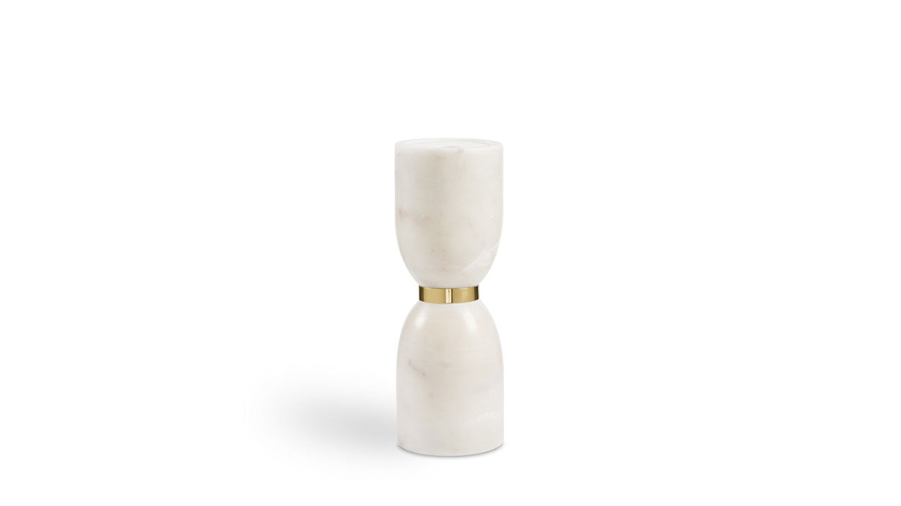 White Marble and Gold Tea Light Large (Set of 2)