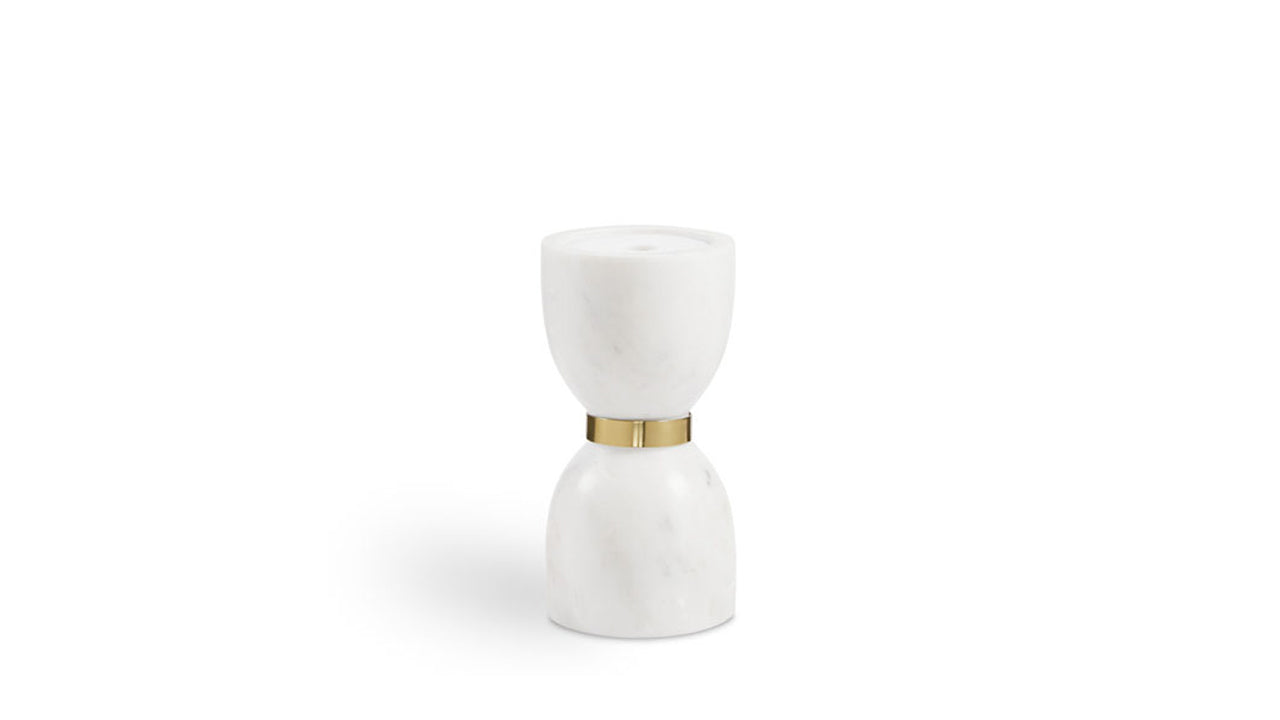 White Marble and Gold Tea Light Large (Set of 2)