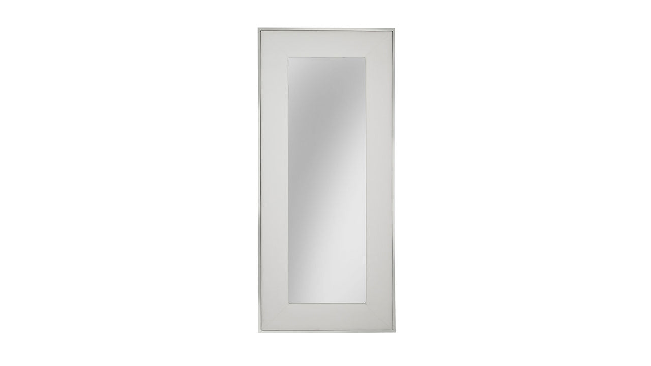 Elaganza Floor Mirror: White Leatherette