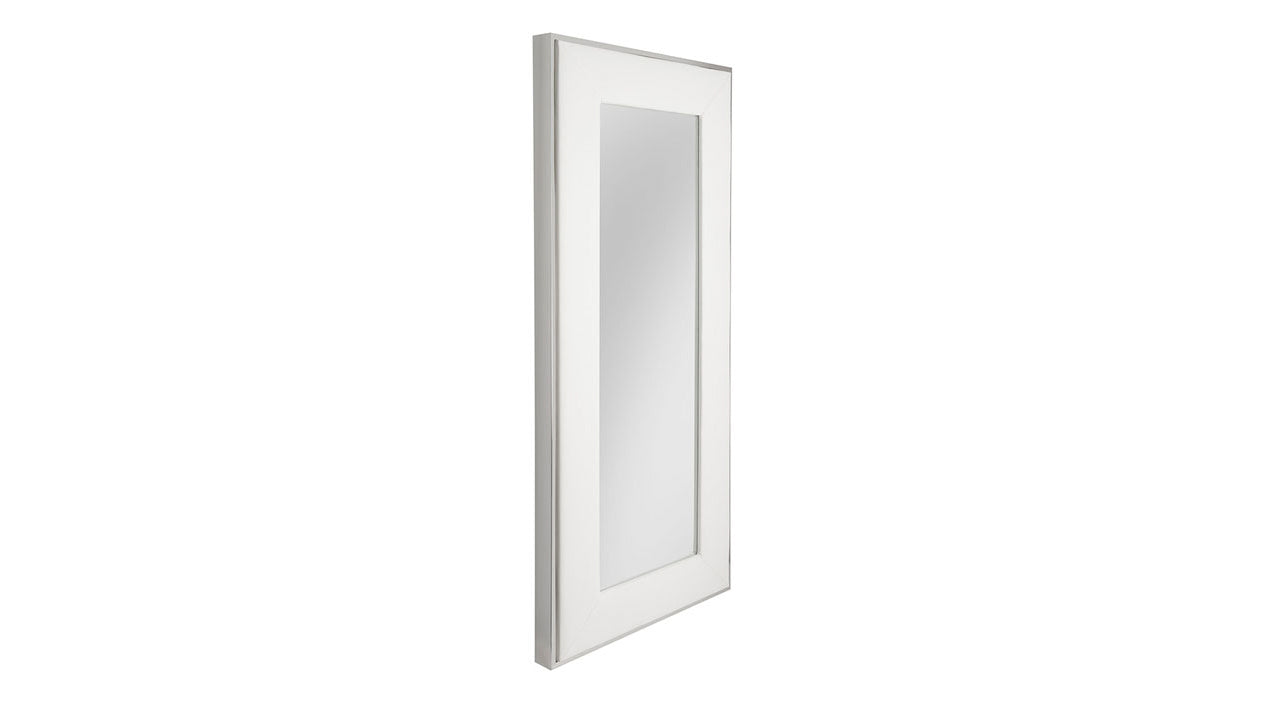 Elaganza Floor Mirror: White Leatherette