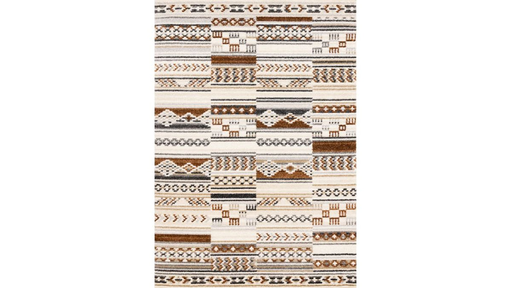 Nala Cream Grey Oxblood Striped Rows Southwestern Pattern Rug