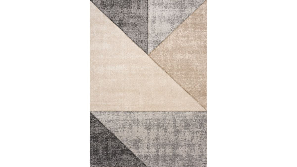 Folio Grey Beige Carved Triangular Pattern Rug