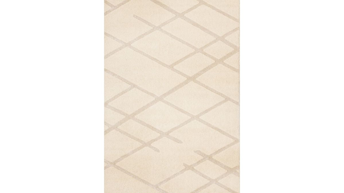 Sully Cream Beige Broken Lattice Design Rug