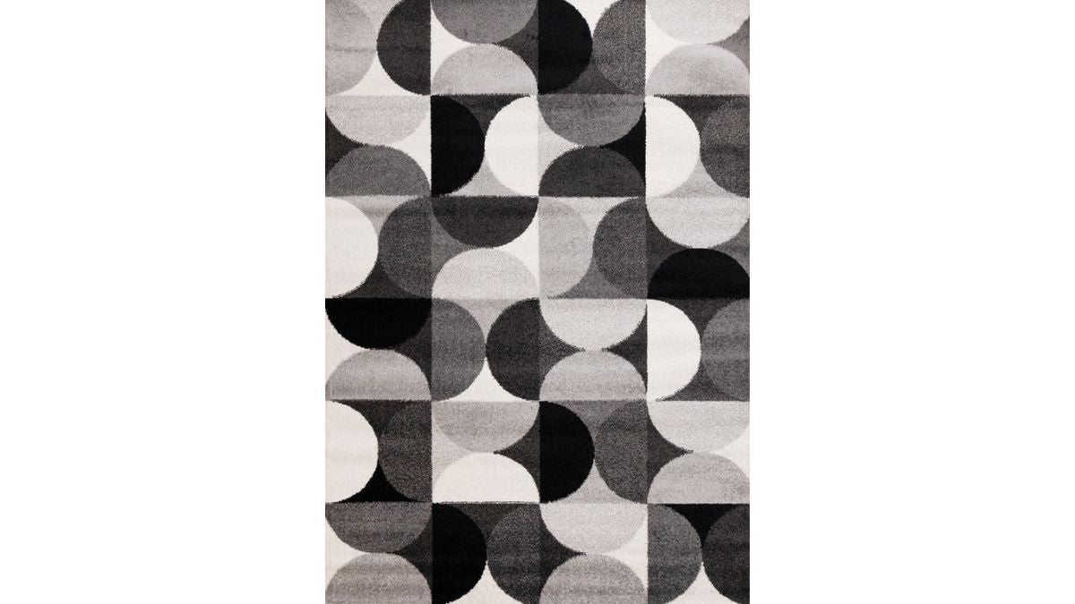 Eclipse Grey Black White Mid-Century Modern Design Rug