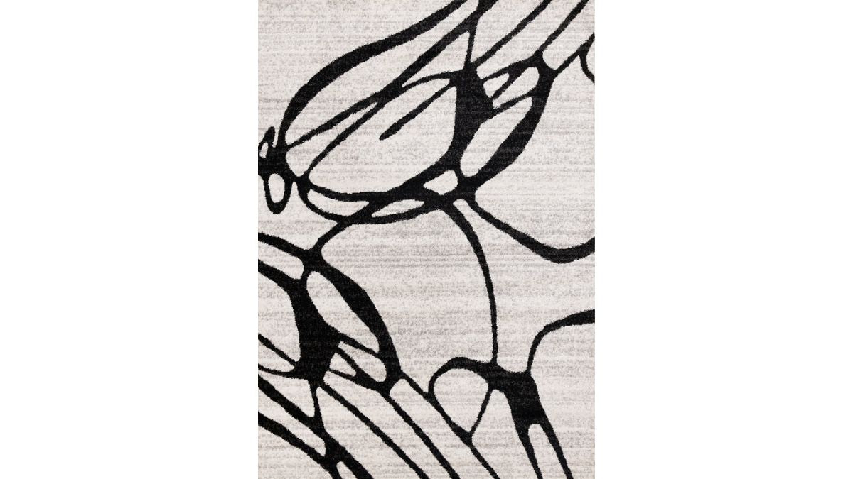 Eclipse Grey Black Drizzle Swirl Rug