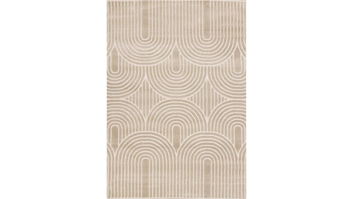 Leo Cream Beige Modern Geometric Arches Pattern Rug