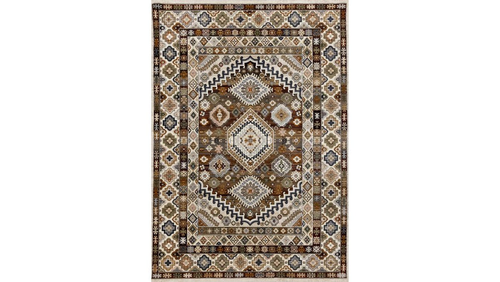 Samira Cream Red Orange Traditional Classic Border Rug