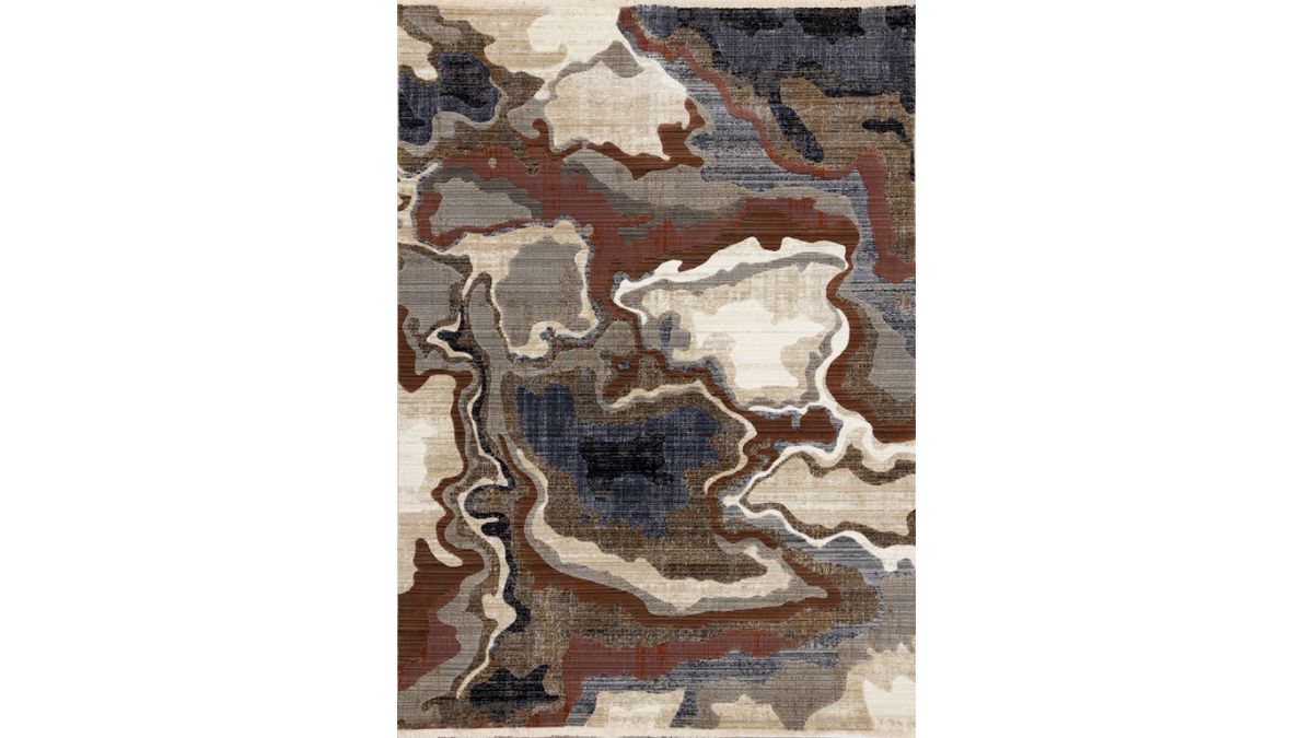 Samira Beige Brown Blue Acrylic Pour Rug