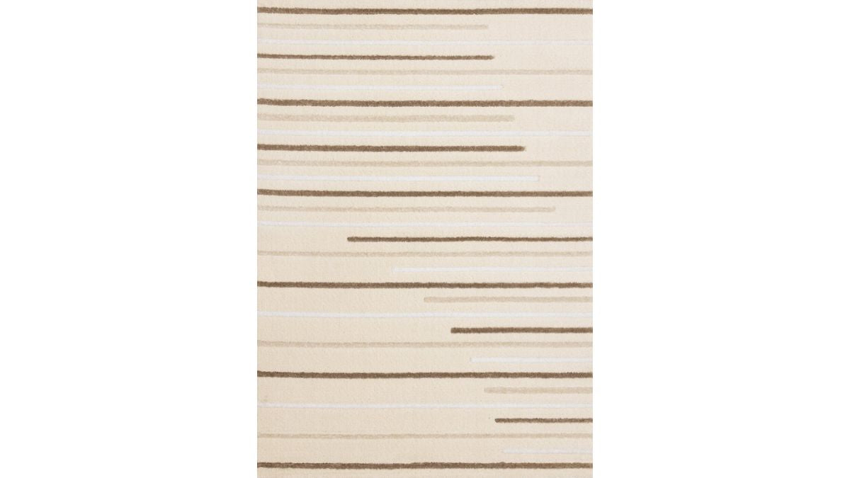 Sully Cream Brown White Staggered Lines Rug