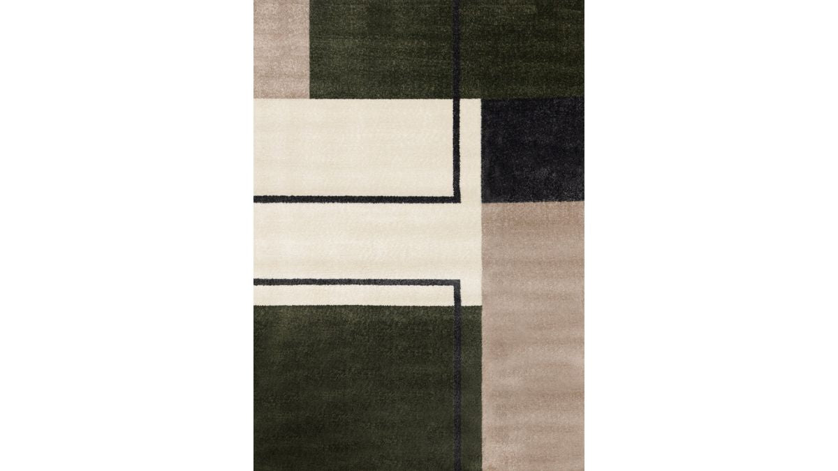 Malibu Green Grey White Modern Geometric Design Rug