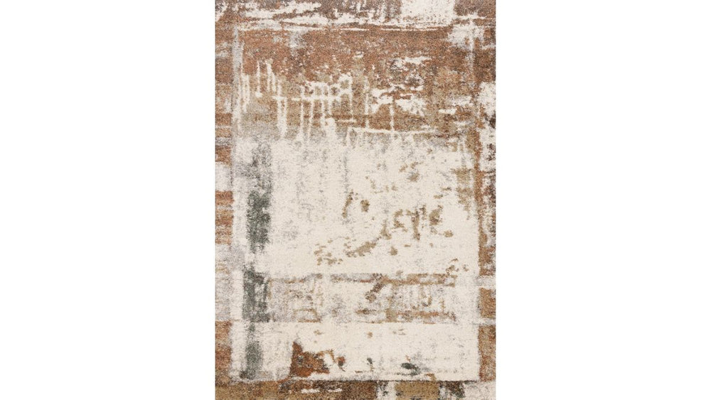 Marquis Orange White Beige Green Organic Distressed Design Rug