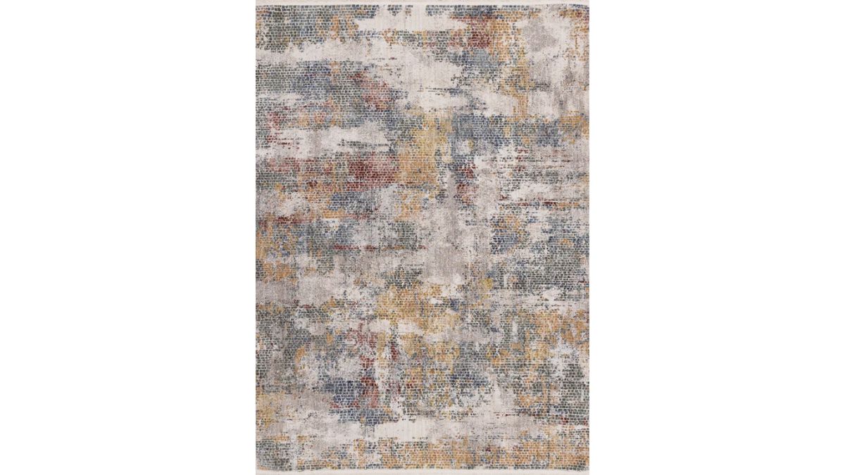 Marisa Distressed Abstract Red Yellow Blue Plush Rug