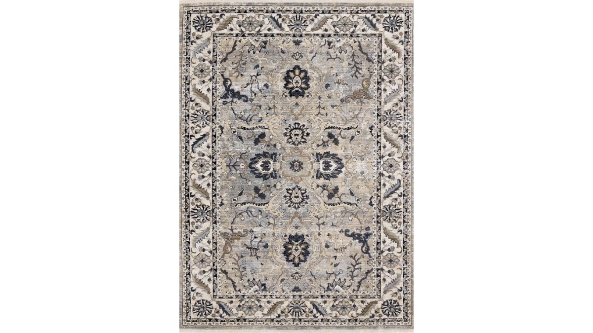 Samira Traditional Cream Blue Border Rug