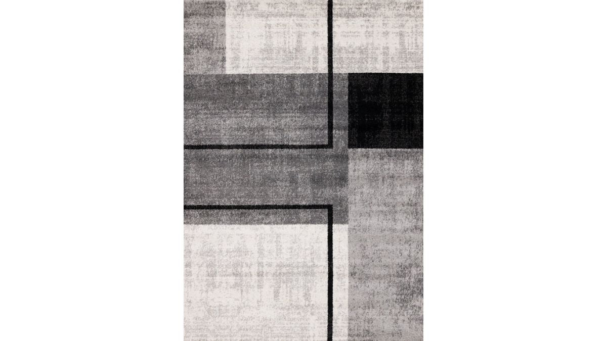 Eclipse Grey Black White Modern Geometric Design Rug