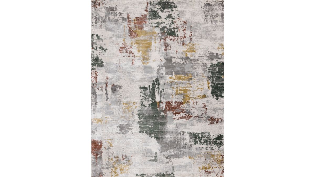 Luca Grey White Red Yellow Green Abstract Design Rug