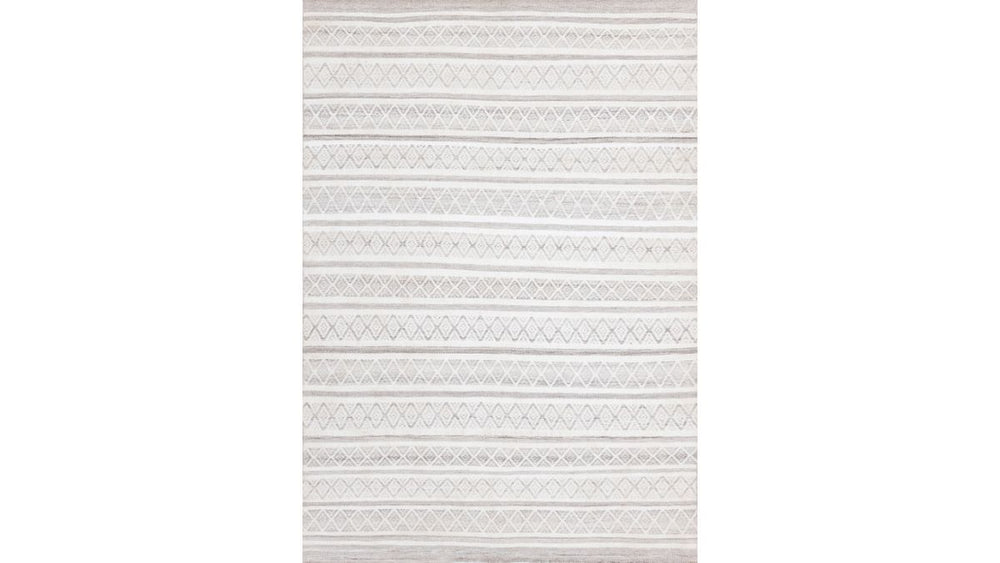 Aspen Grey Cream Striped Diamond Pattern Rug