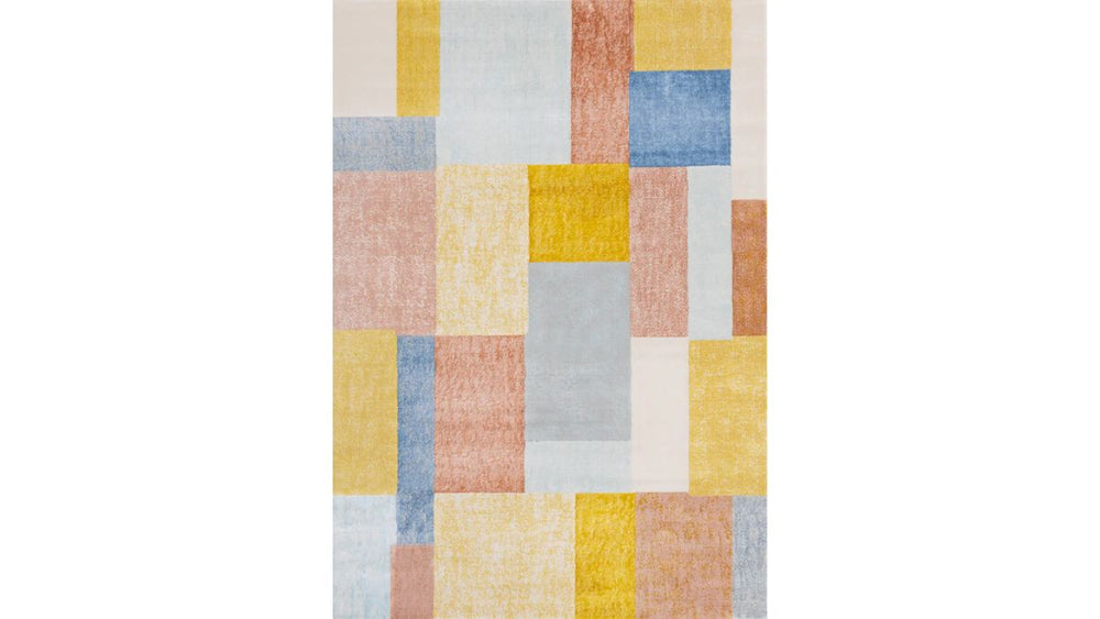 Belle Yellow Orange Blue Colour Blocks Rug