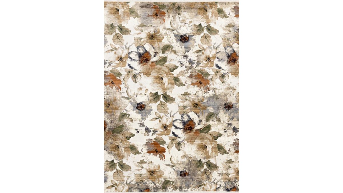 Serene Warm Toned Floral Print Rug