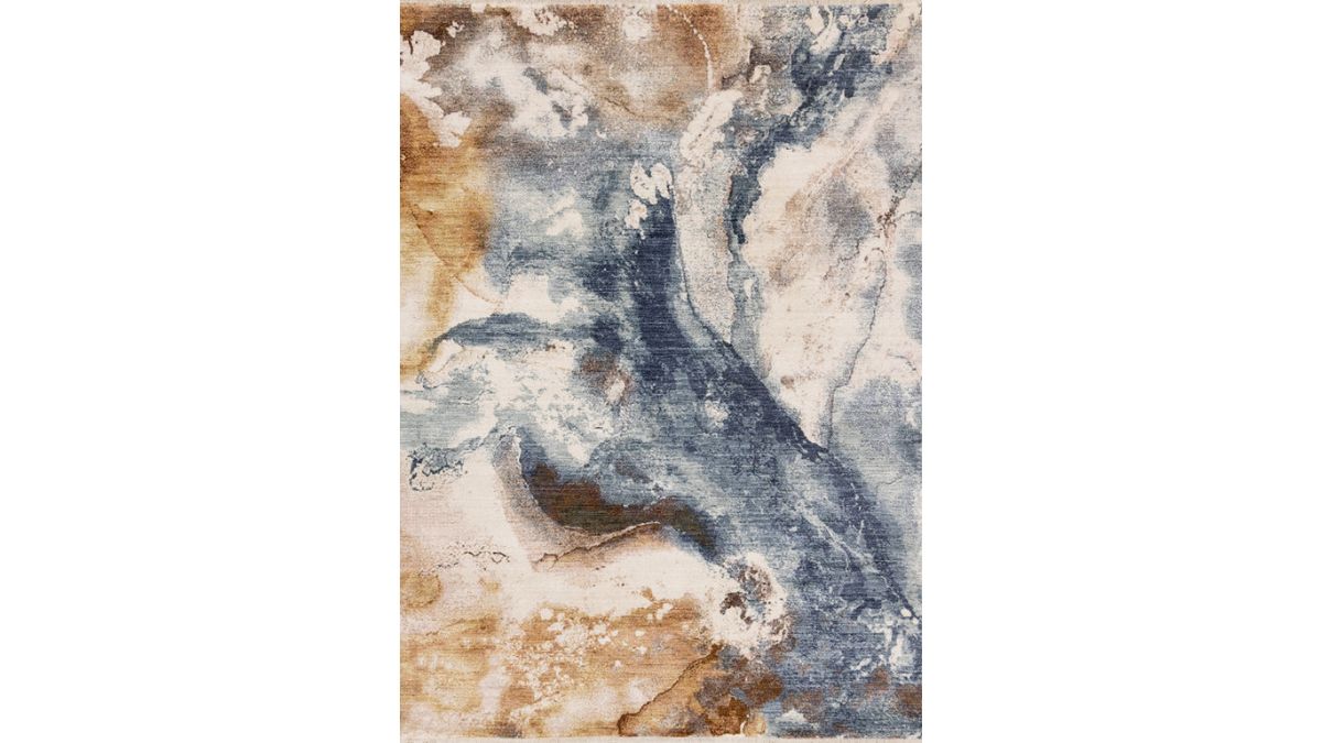 Marisa Blue Orange White Granite Swirl Rug