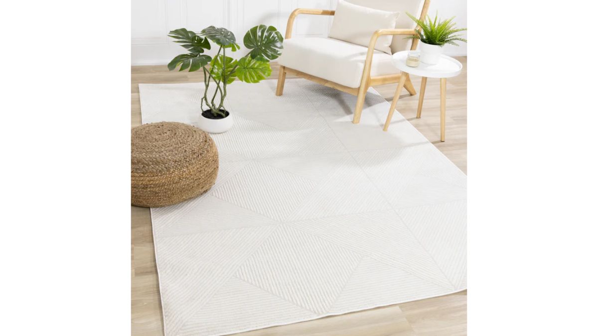 Hayden Light Cream Diamond Block Pattern Rug