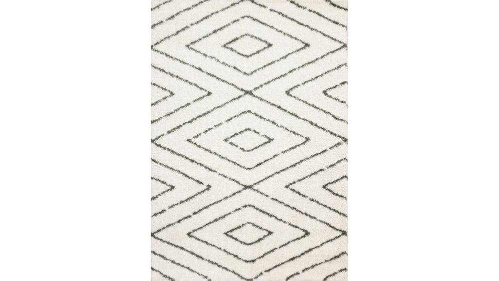 Pascal Cream Green Geometric Shag Rug