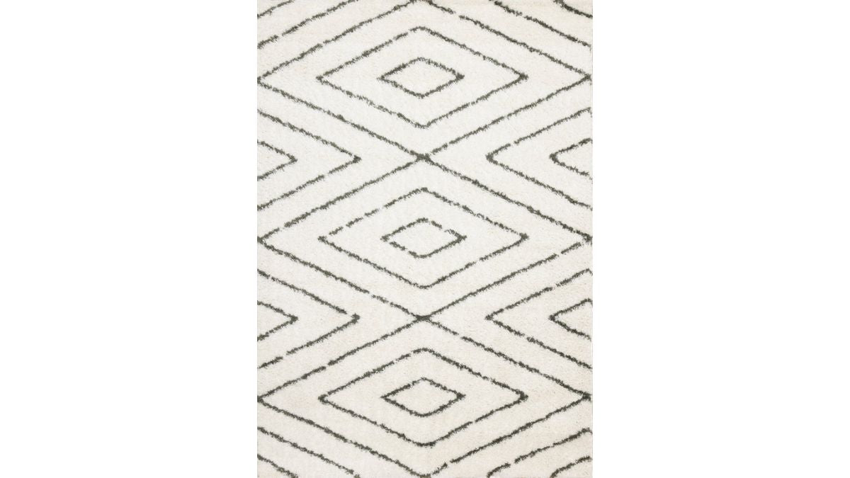 Pascal Cream Green Geometric Shag Rug