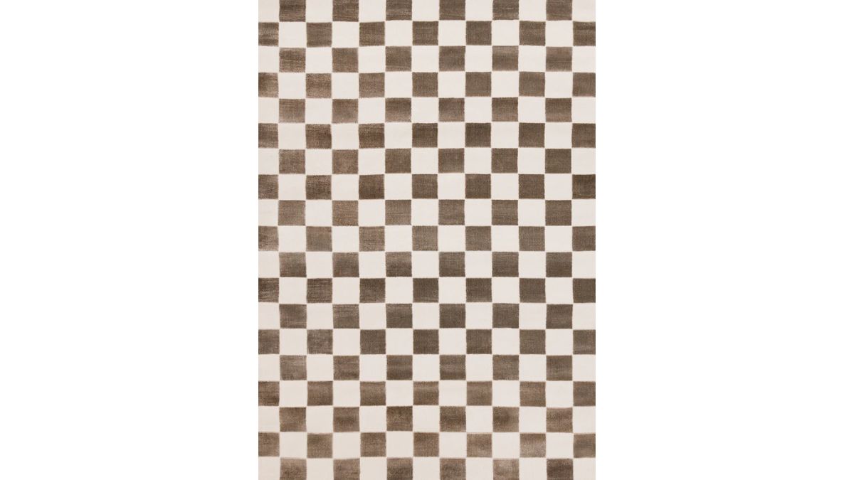 Leo Brown White Checkers Rug