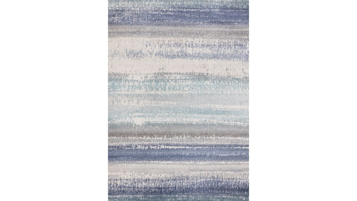 Fresco Blue White Grey Layered Distressed Rug