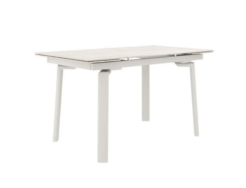Bellaro Dining Table with Extension, 55"-79" in Travertine and Cream