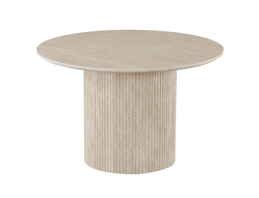 Thalia Round Dining Table, 47" in Ivory & Travertine