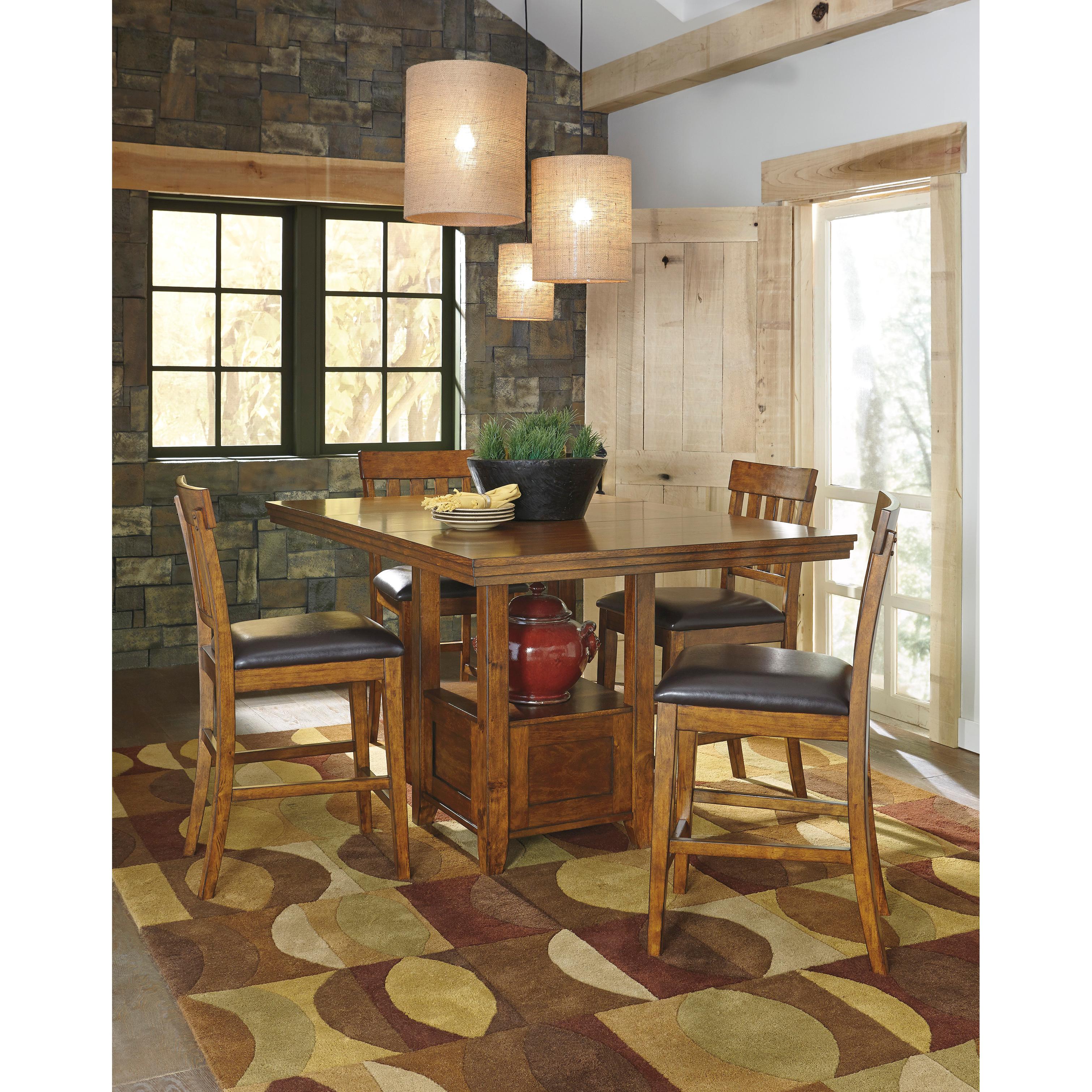 Signature Design by Ashley Ralene Counter Height Dining Table with Pedestal Base D594-42 IMAGE 2