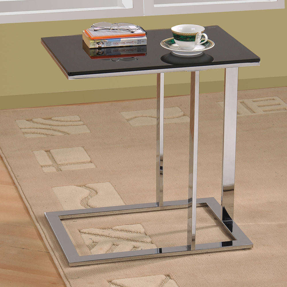  Worldwide Home Furnishings Mod 501-410 Accent Table - Chrome and Black IMAGE 2