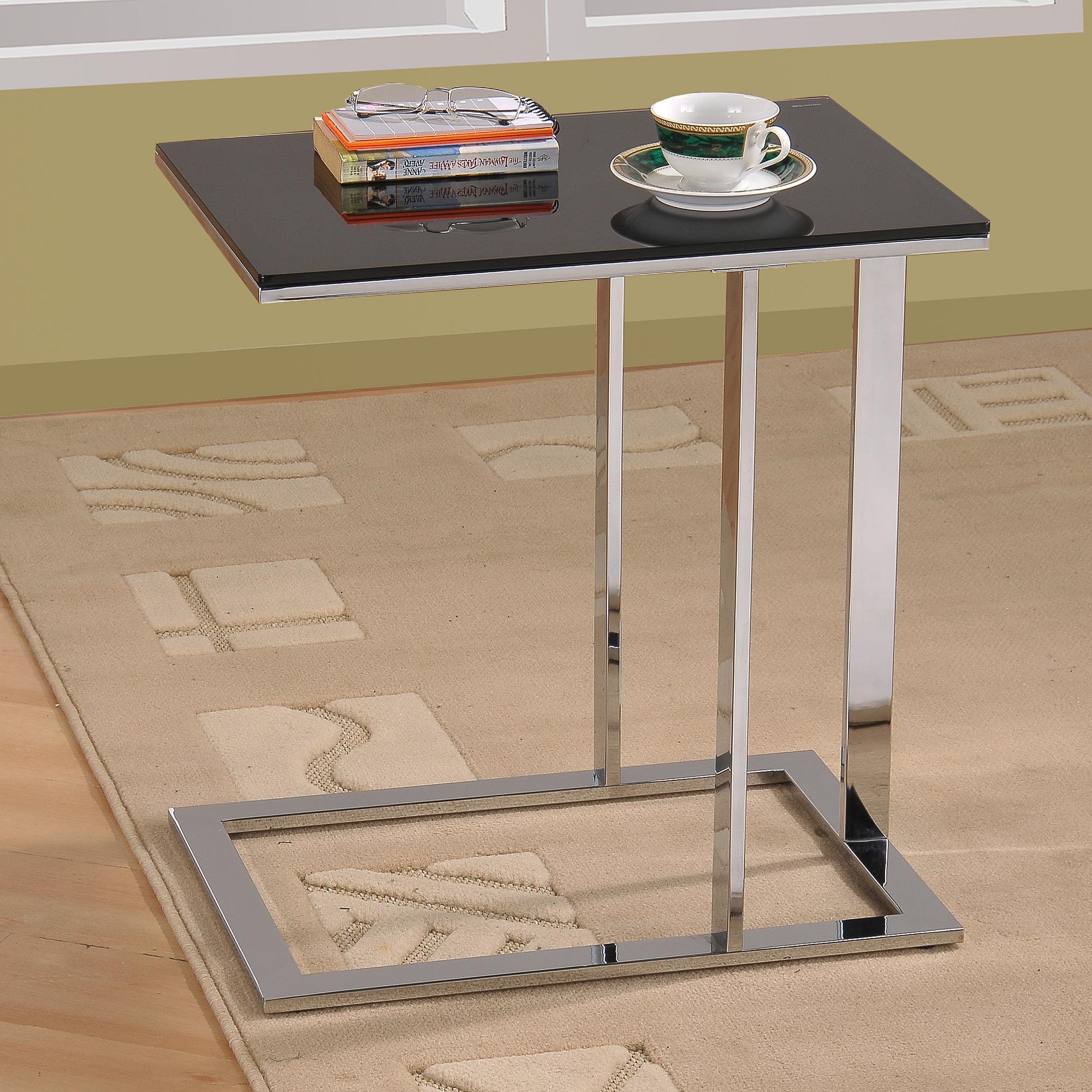  Worldwide Home Furnishings Mod 501-410 Accent Table - Chrome and Black IMAGE 2