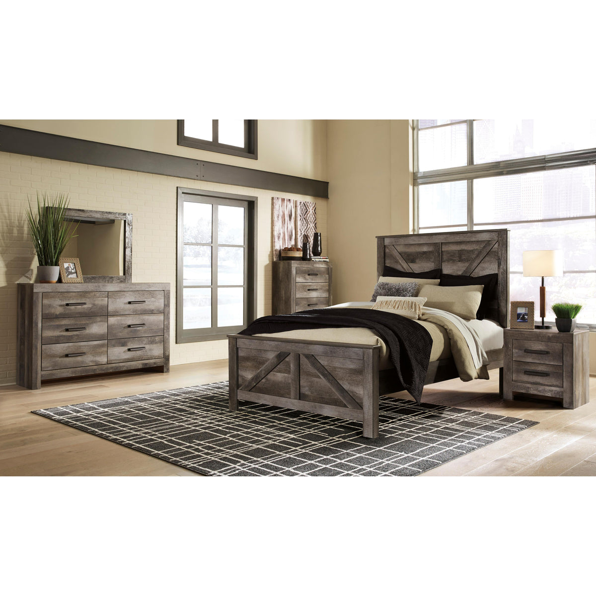  Signature Design by Ashley Wynnlow B440B24 6 pc Queen Crossbuck Panel Bedroom Set IMAGE 1