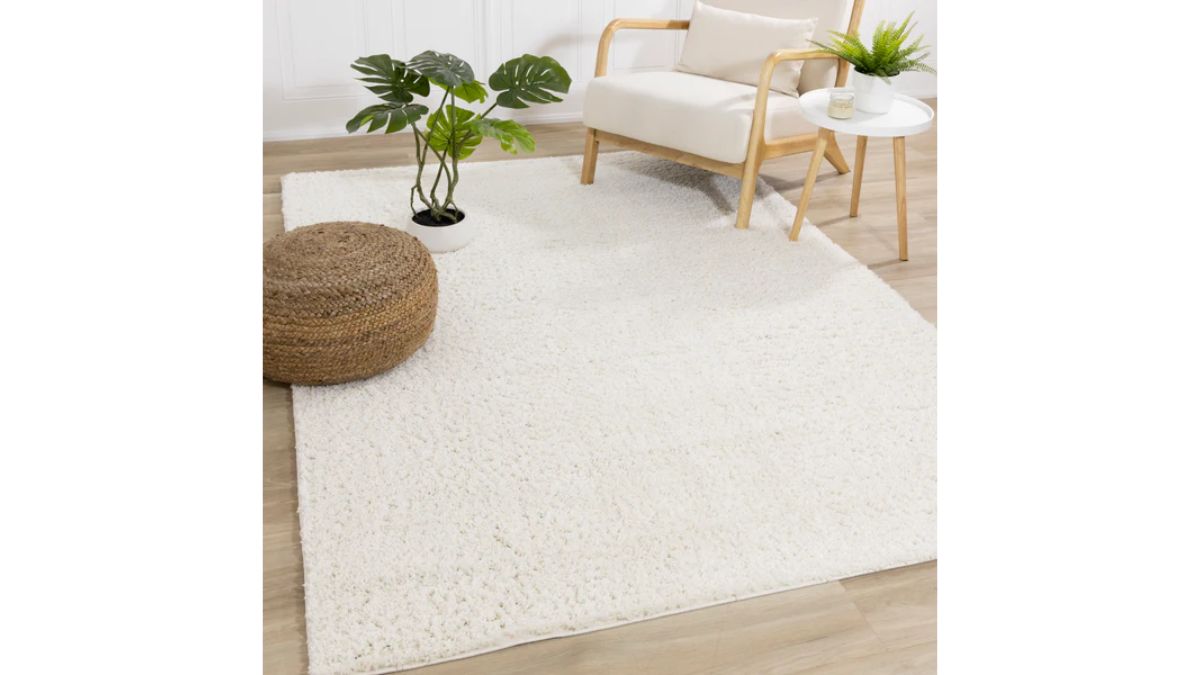 Pascal Cream White Comfort Shag Rug Oval