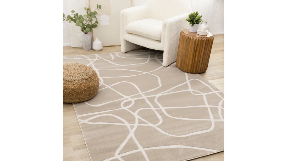 Leo Beige Cream Organic Line Design Rug