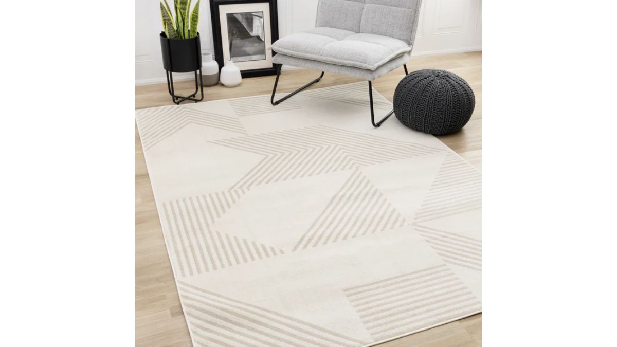 Hayden Cream Beige Contemporary Modern Geometric Rug