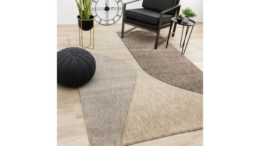 Cora Taupe Beige Grey Curvy Design Rug
