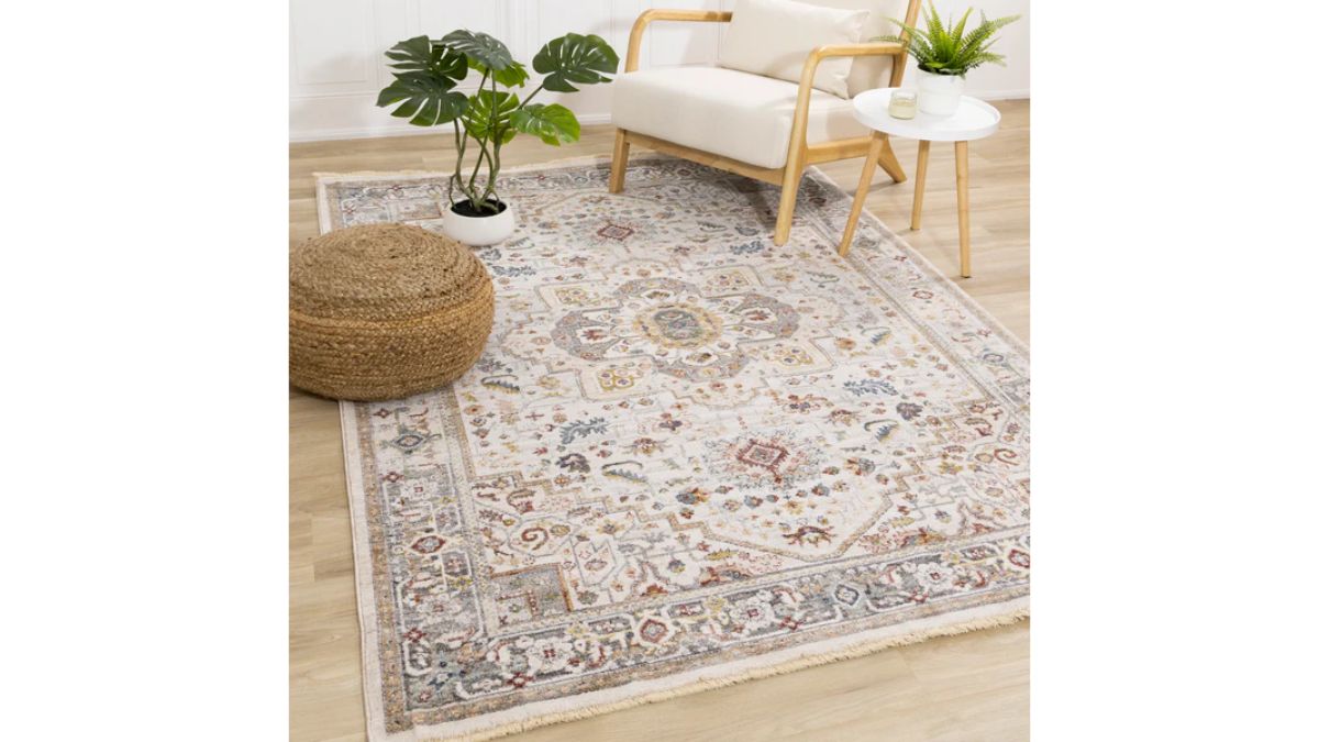 Marisa Cream Beige Floral Medallion Rug