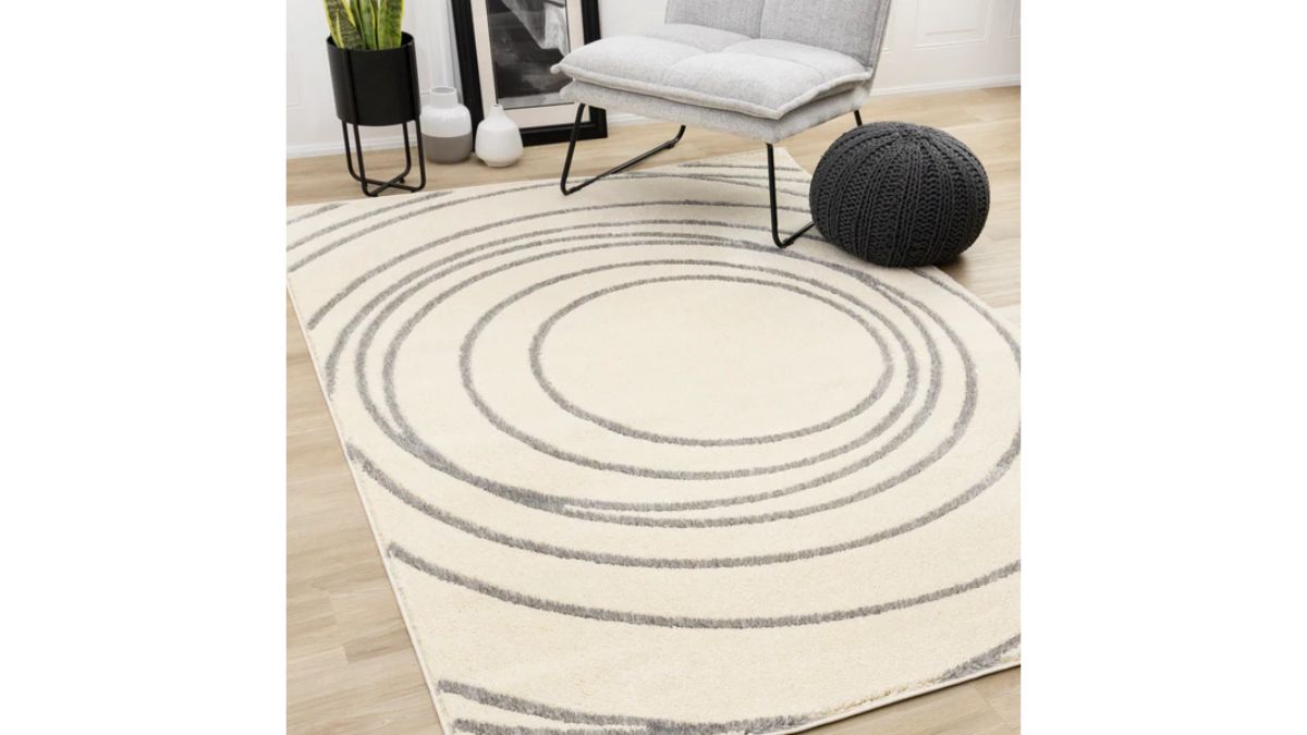 Sully Cream Grey Circle Swirl Rug