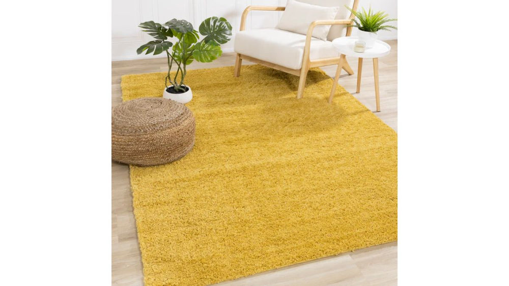 Pascal Yellow Comfort Shag Rug Oval