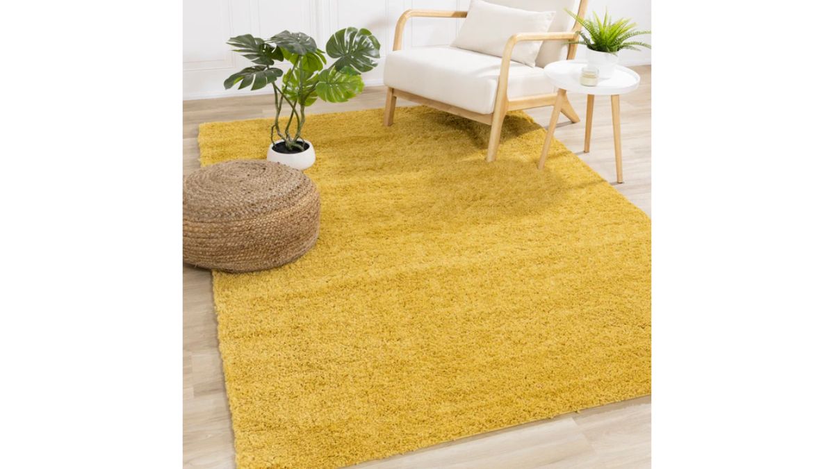 Pascal Yellow Comfort Shag Rug Oval