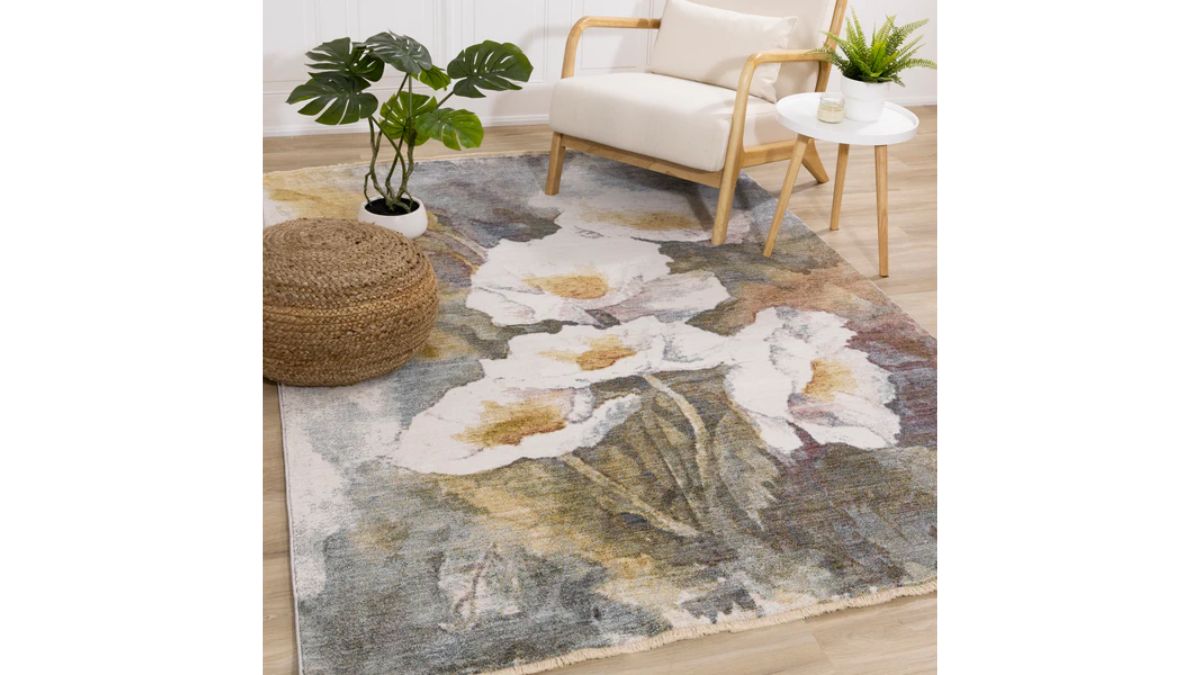 Marisa Green Blue Cream Flower Rug