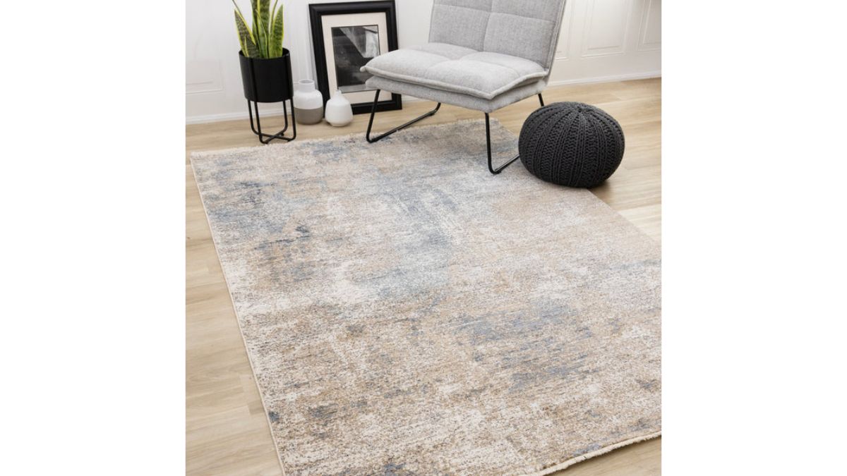 Marisa Blue Beige White Distressed Rug