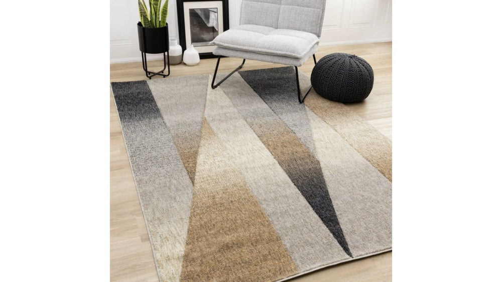 Cora Grey Black Brown Spiky Geometric Design Rug