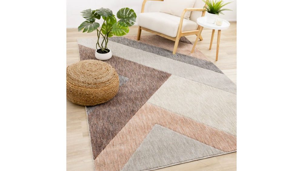 Cora Pink Taupe Geometric Design Rug