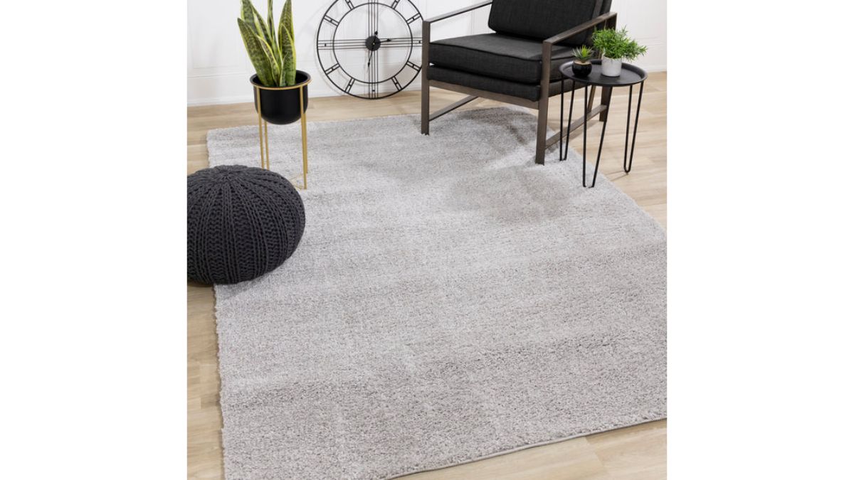 Pascal Light Grey Comfort Shag Rug Oval