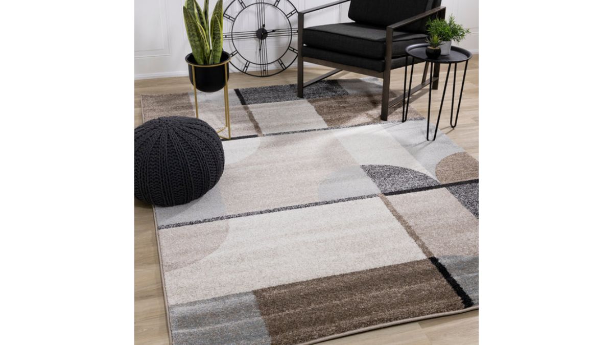 Breeze Cream Brown Grey Geometric Shapes Rug