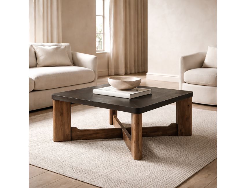 Merano Square Coffee Table in Mocha and Walnut